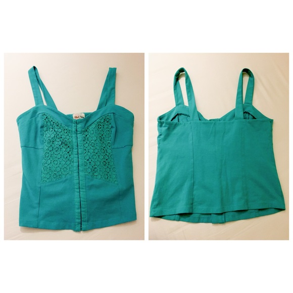 Teal Corset Style Front Tank