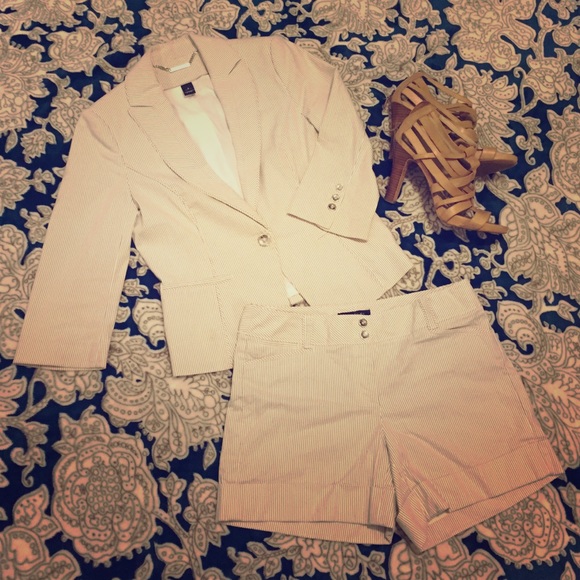 White House Black Market Pinstriped Short Suit