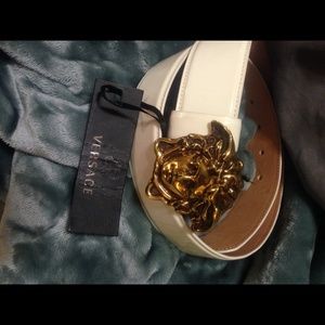 Versace belt with gold medusa head. Brand new