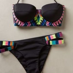Mara Hoffman Black Colorful Strapless Bikini