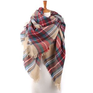 Triangle Plaid Blanket Scarf