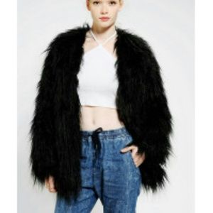 Urban outfitter black faux fur jacket