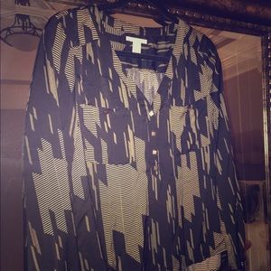 Black/gold dressy top
