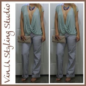♻ WHITE & BLUE PIN STRIPED PANTS