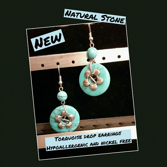 Torquoise drop earrings.  Natural stone.