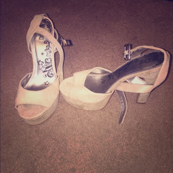 Cream suede heels