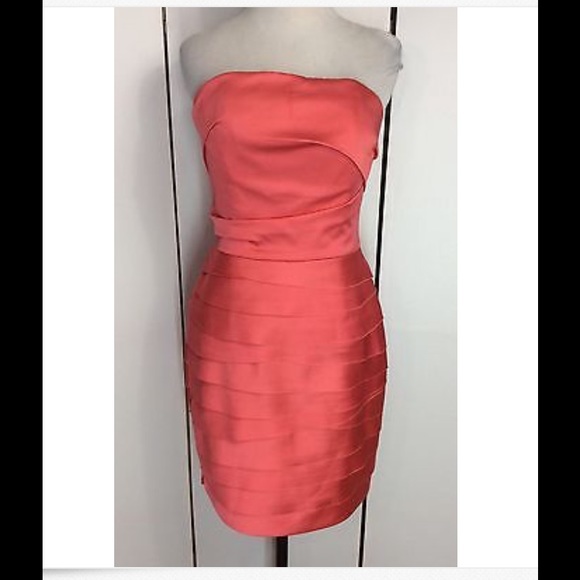 Bebe beautiful coral midi silk dress - Picture 4 of 4
