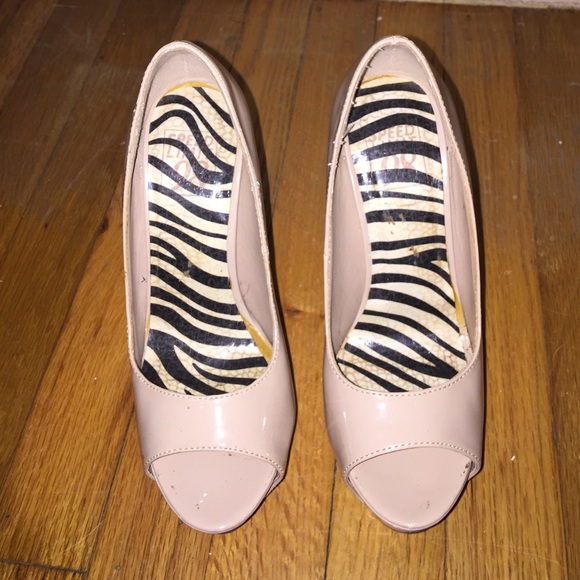 Nude colored platform high heels