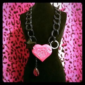 Betsey Johnson Huge Carved Heart Necklace