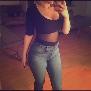 Black Sheer Stomach Bodysuit