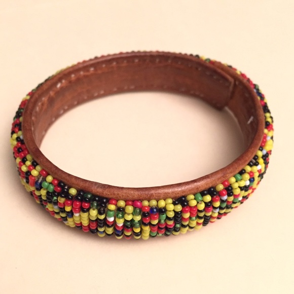 Jewelry - African Bracelet Seed Beads on Leather Jewelry - African Bracelet Seed Beads on Leather