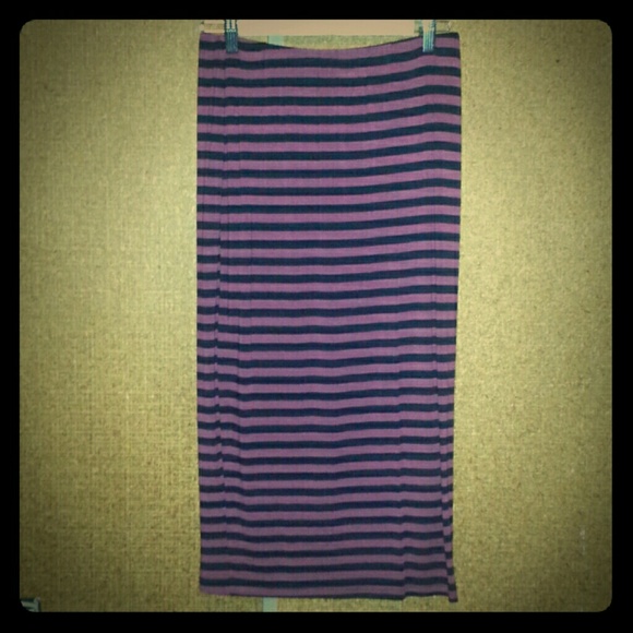 Black & Purple Striped Midi