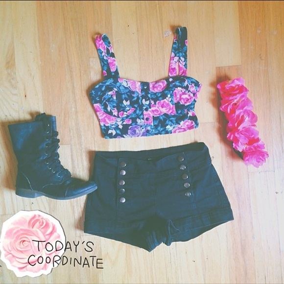 Floral crop top bustier