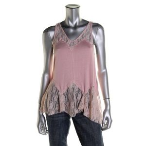 BRIGITTE BAILEY Stellah Pink Lace-Trim Racerback