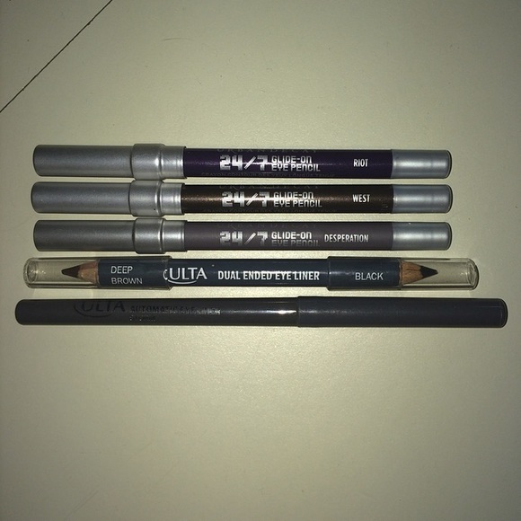 3 Urban Decay eyeliners and 2 ULTA eyeliners