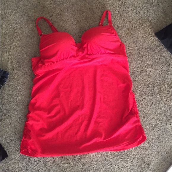 *BUNDLE*Red Swim Top and Black Swim Skirt Size 16