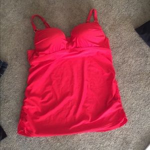 *BUNDLE*Red Swim Top and Black Swim Skirt Size 16