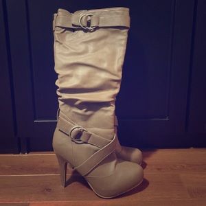 Wild diva taupe knee high boots