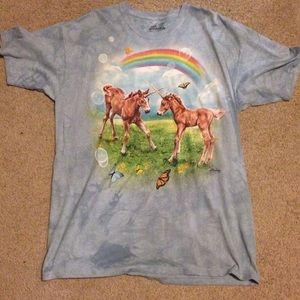 vintage 90s oversized rainbow unicorn tie dye tee