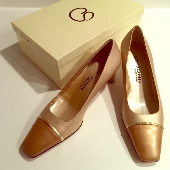 Gold Leather St. John Shoes with 2 1/2 heel