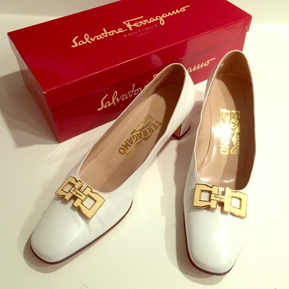 White Leather Ferragamo Shoes