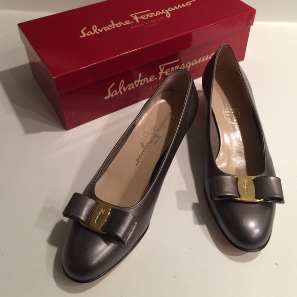 Silver (gunmetal) Leather Ferragamo Shoes
