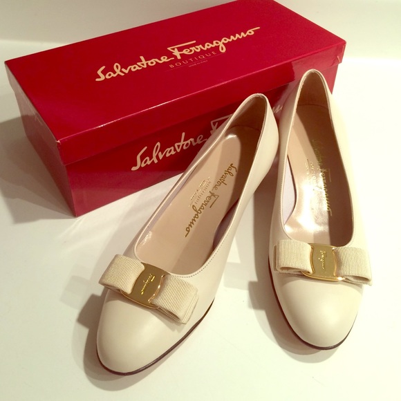 Cream or "bone" colored leather Ferragamo shoes