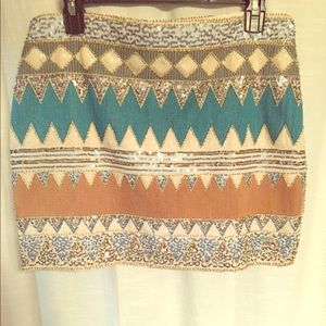 Sequined Print Skirt