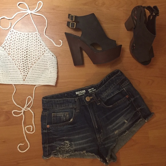 Gray/ Brown Open Toed Clog styled Wedges