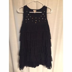 Boutique Black Studded Ruffle Dress