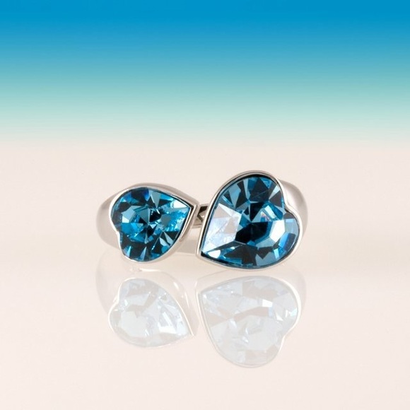 Swarovski ring, heart shape ring,aquamarine ring. - Picture 2 of 4