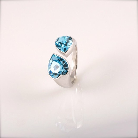 Swarovski ring, heart shape ring,aquamarine ring. - Picture 3 of 4