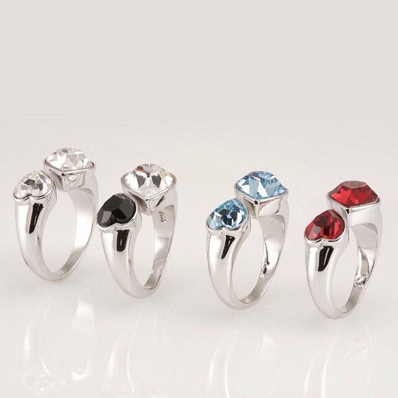 Swarovski ring, heart shape ring,aquamarine ring. - Picture 4 of 4