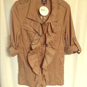 Brown/Tan Button Down Top/Jacket