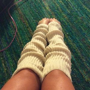 Beige leg warmers