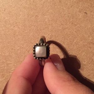 Silpada button framed pearl ring