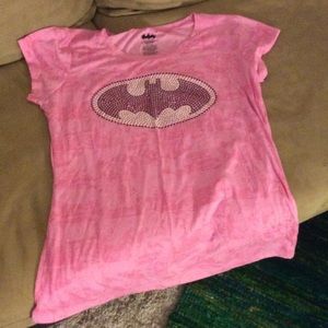 Pink jeweled batman shirt XXL in youth