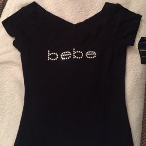Double V Neck bebe Logo Top