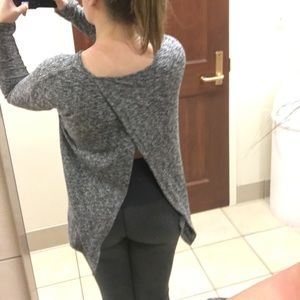Black and white slit  back sweater