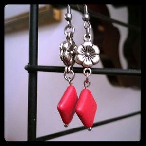 Red Turquoise Earrings