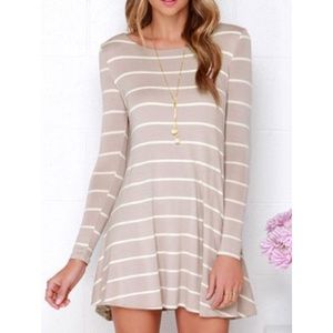 NWT Khaki Striped Open Back Dress