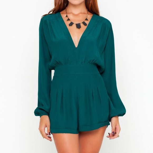 Motel Rocks Dresses & Skirts - Emerald Green short play suit romper shorts