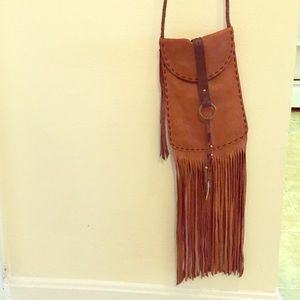 Lucky Brand leather long fringe bag