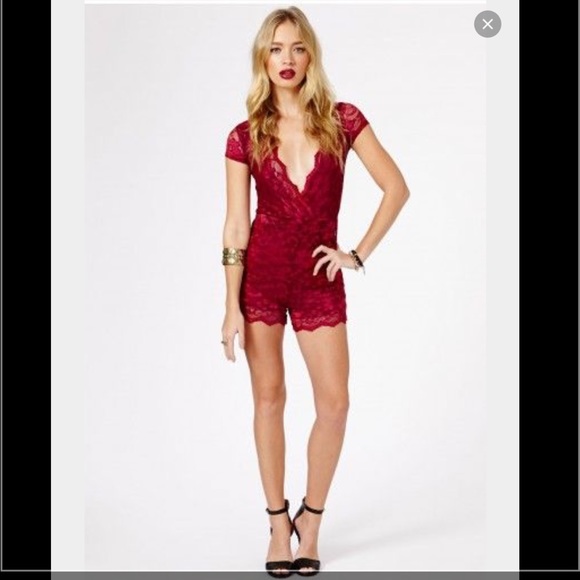 Momoka Plunge Neck Lace Playsuit