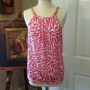 Michael Kors pink and white print tank...