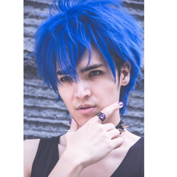 Hot Topic Accessories - 💙Blue Fluffy Unisex Style Rocker Custom Wig Anime Hot Topic Accessories - 💙Blue Fluffy Unisex Style Rocker Custom Wig Anime