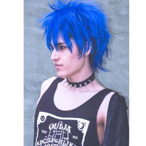 Hot Topic Accessories - 💙Blue Fluffy Unisex Style Rocker Custom Wig Anime Hot Topic Accessories - 💙Blue Fluffy Unisex Style Rocker Custom Wig Anime