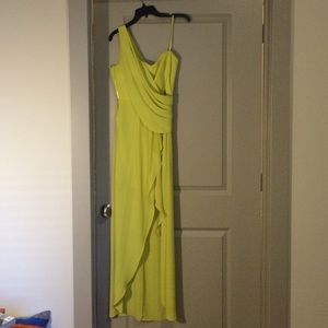 Bcbg yellow one shoulder dress