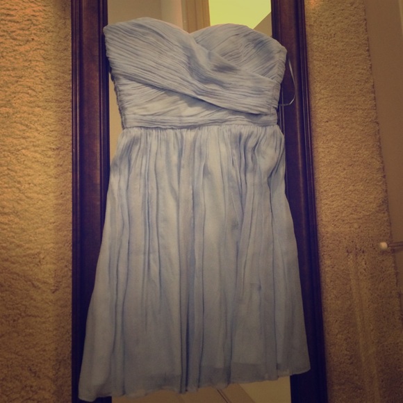 Jcrew strapless baby blue bridesmaids dress