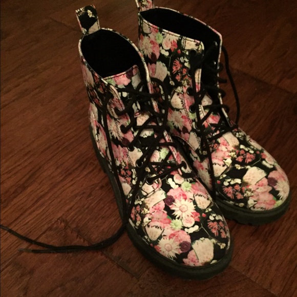 Floral Combat Boots